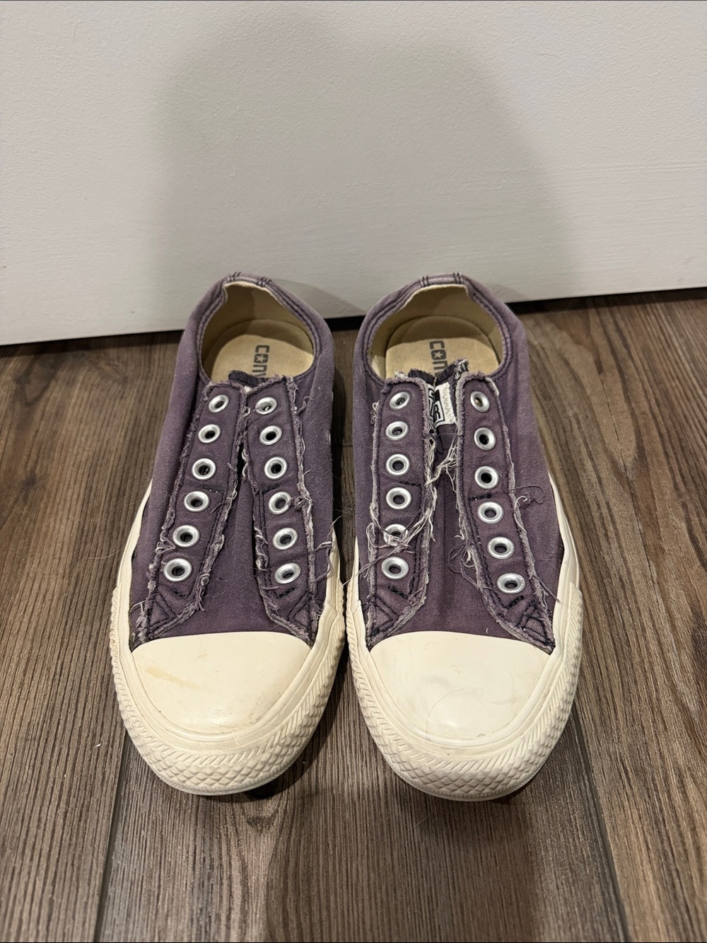 Women’s blue washed convers Slip-On Canvas Sneakers used but great condition